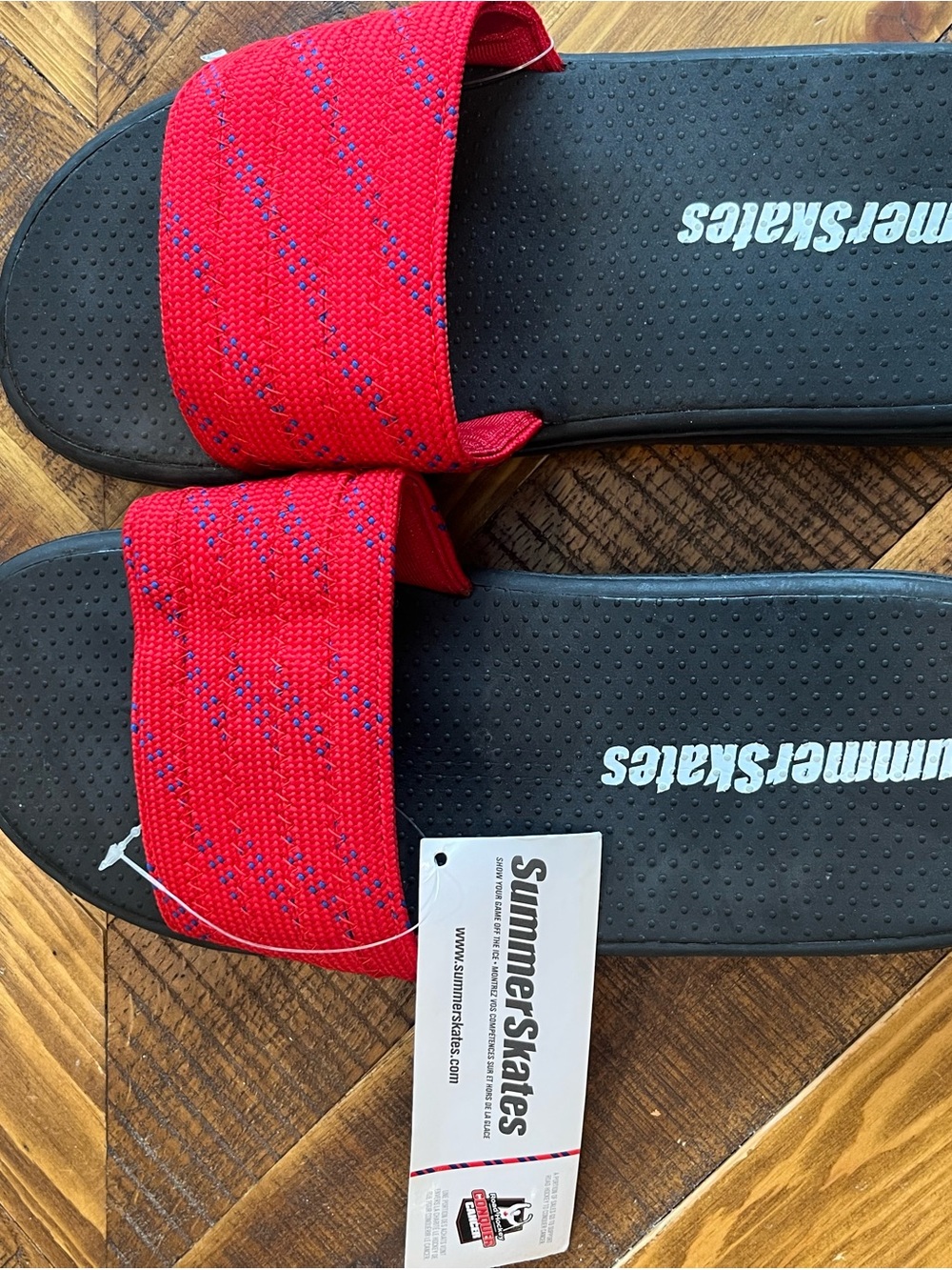 SummerSkates Red Strap Black Slide Sandals